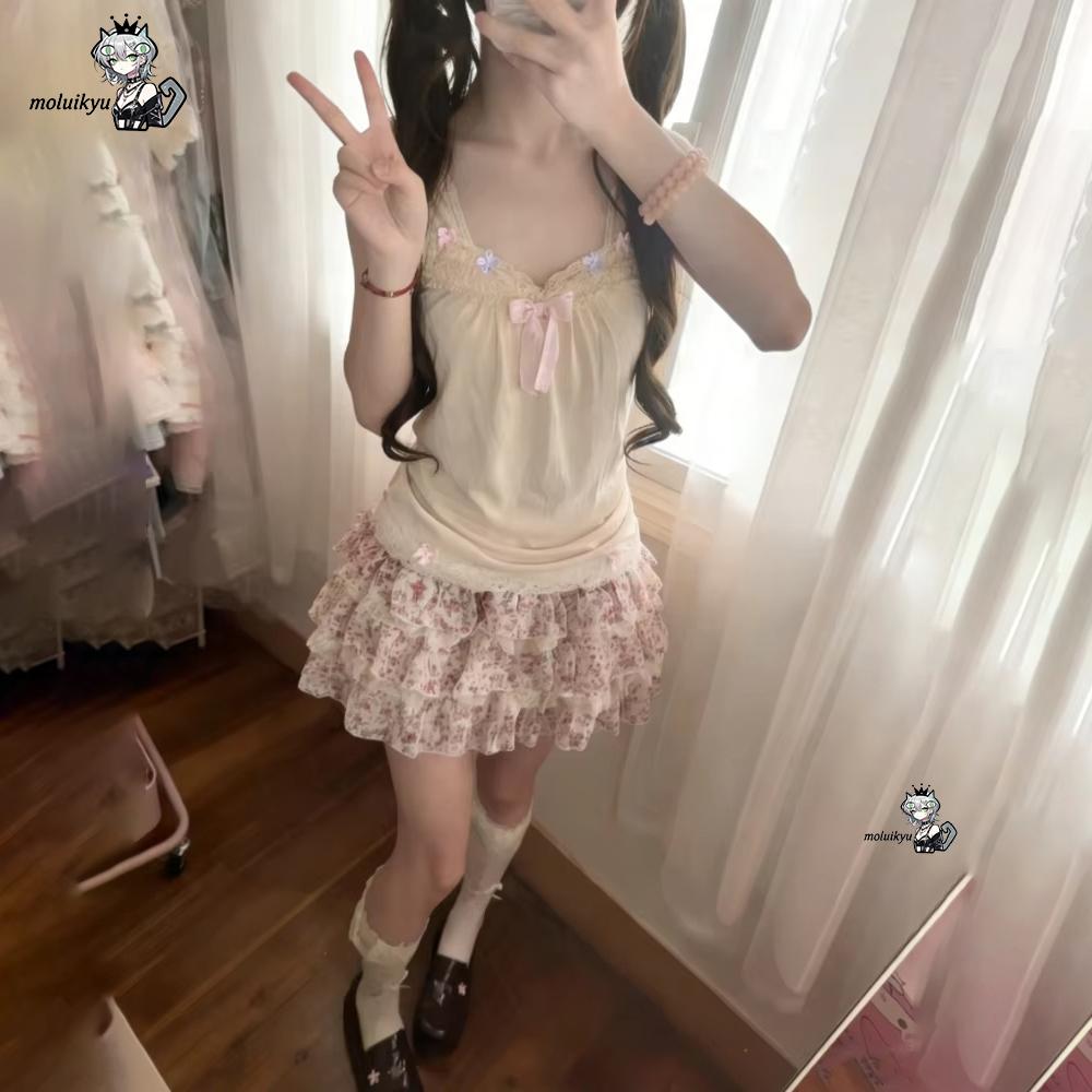 Women Y2K 2Pcs Outfit Set Lace - đánh giá và giá Cami Top Lace