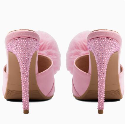 Pink Satin Ball Fur Pom‑pom Hi - đánh giá và giá Slip Dress Satin