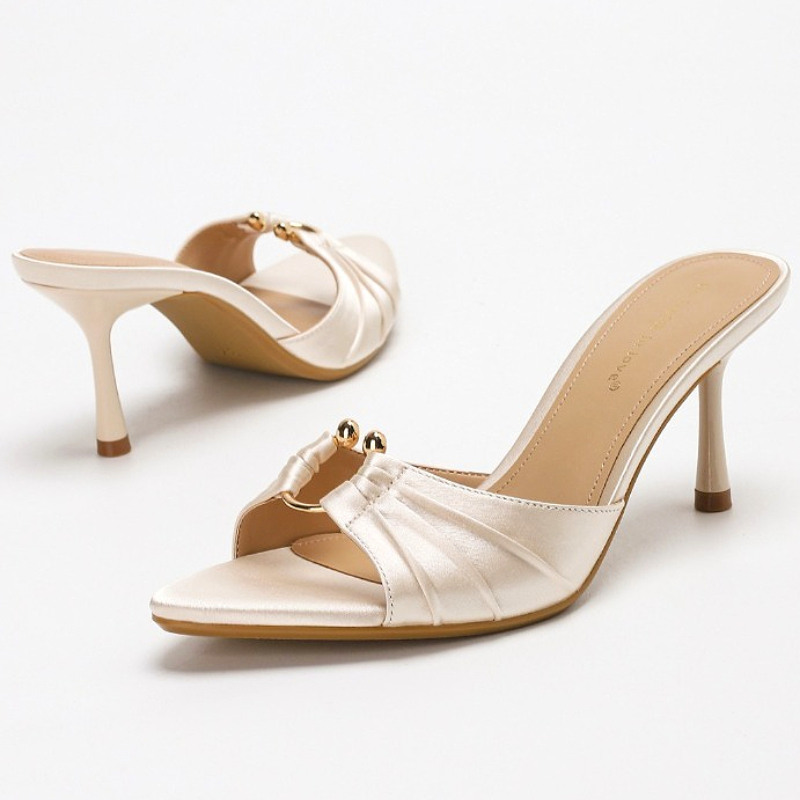 Pleated Metal Ring Satin Elega - đánh giá và giá Slip Dress Satin