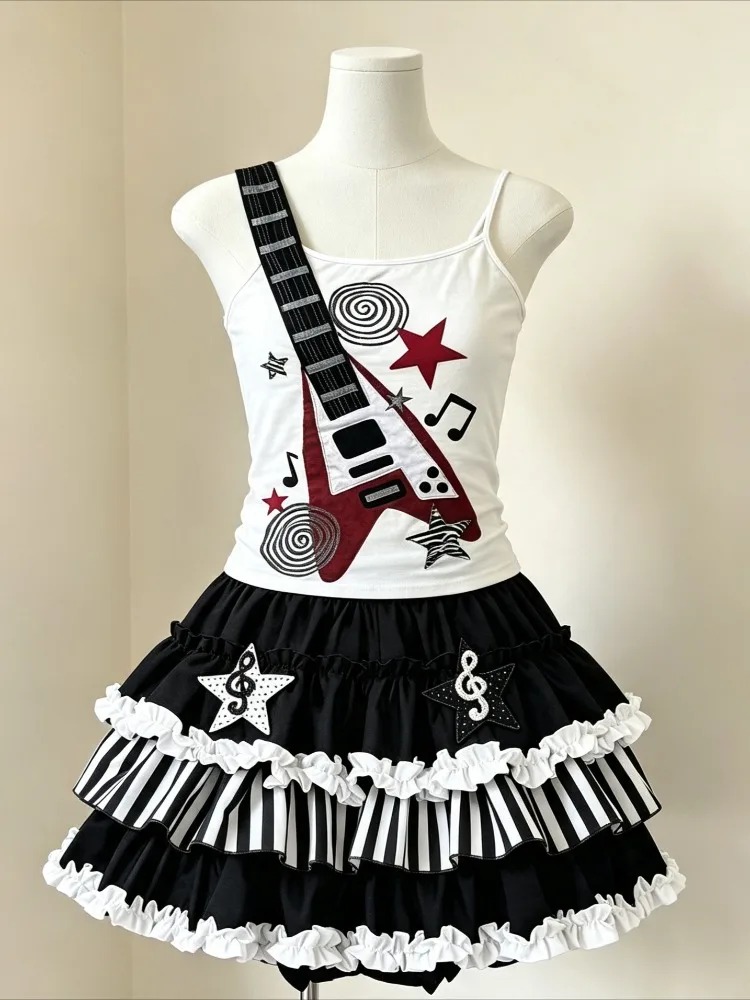 Retro 2000s Harajuku Two Piece - đánh giá và giá Cami Top Lace
